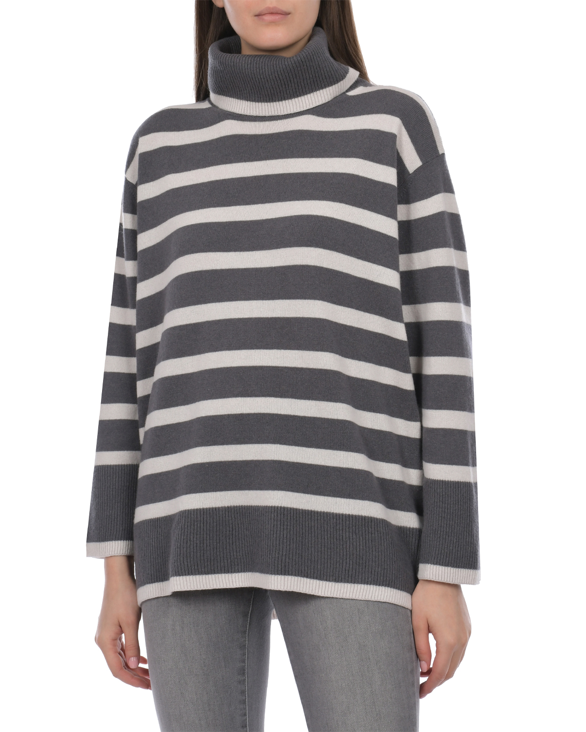 Темно-серый свитер в полоску Panicale, размер 42, цвет нет цвета - фото 6